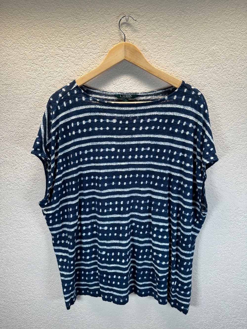Lauren Ralph Lauren LRL Linen Top Size 2X Preppy Nautical Inspired Beach Boho